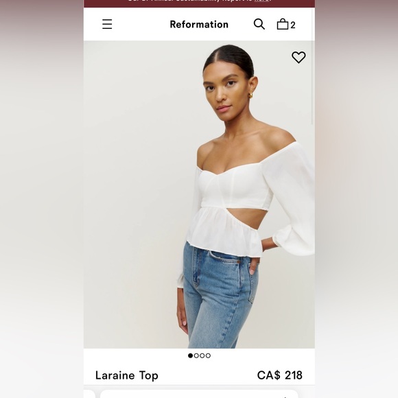 Reformation Laraine top size 0/XS - Picture 3 of 6